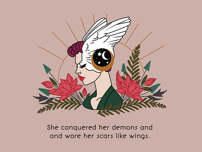 She Conquered Her Demons character design design female empowerment illustration illustrator vector