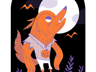 werewolf art character design design halftone halloween illustration illustrator vector werewolf