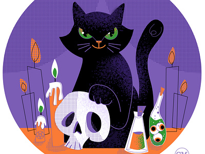 tarot cat art cat character design design halloween illustration illustrator photoshop skull tarot vector