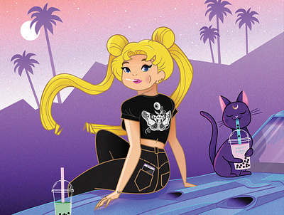 Los Angeles art character design design fan art illustration illustrator los angeles sailor moon vector