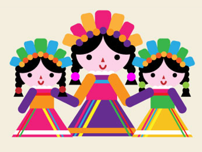 Mother's day colors dolls illustration mexico mother