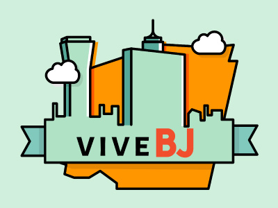 Vive BJ badge badge benito juárez city illustration mexico skyline