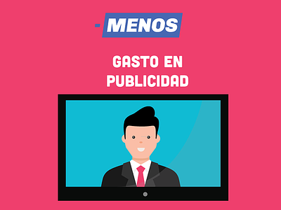 Más y menos ad flat illustration mexico politician tv