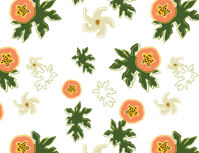 Papaya Print adobe illustrator design fruit graphic design illustration papaya pattern design plants vector