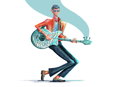 Guitarist character design characterdesign digital art digital illustration illustration illustration art illustrations illustrator vector illustration