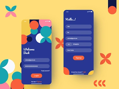 Login-Signup Screen appdesign design login login page mobile app mobile app design signup typography ui uidesign uiux ux uxdesign