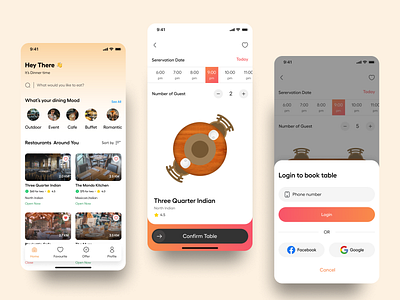 Table Booking App appdesign book table booking app food app ios app design mobile app design table booking app ui ui design ux ux design