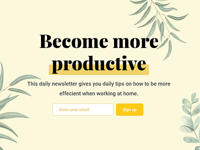 Classic Paper - A Newsletter HTML Theme classic html html template modern newsletter plants sign up simple sleek watercolor yellow