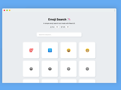 🦄 Emoji Search - An OSS Project emoji emojis modern open source oss page react reactjs search webdesign website
