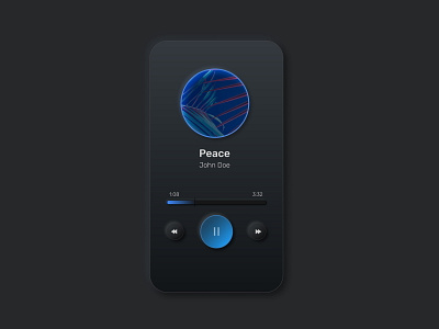 Neumorphic Music Player App blue braydentw dark darkmode mobile app mobile ui modern music neumorphism