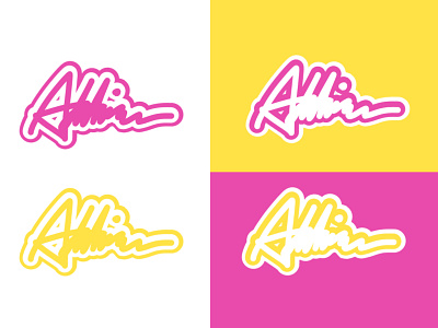 Pink and Yellow Signature design pink signature typogaphy yellow