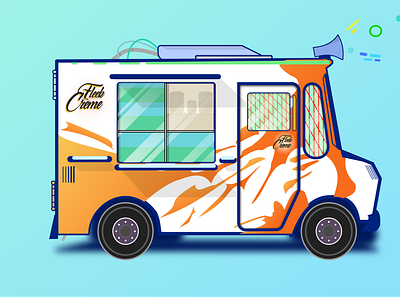Fleek Creme design digital art digital illustration food truck for fun gradient design graphic design ice cream ice cream logo ice cream truck illustration illustration art sketch