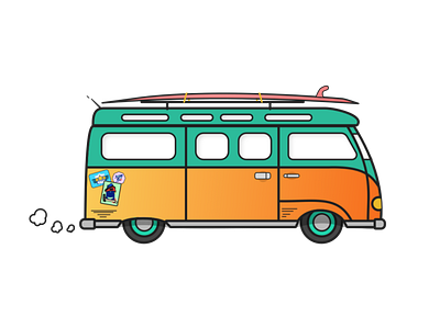 Life's a Beach branding design gradient design graphic design hippie illustraion illustration illustration art sketch vibes vw vw bus westfalia