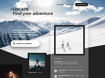 Locate adventure design discover outdoor photography search typography ui ux