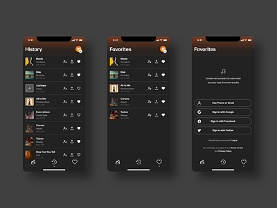 Showcase Daily App Design - History & Favorites