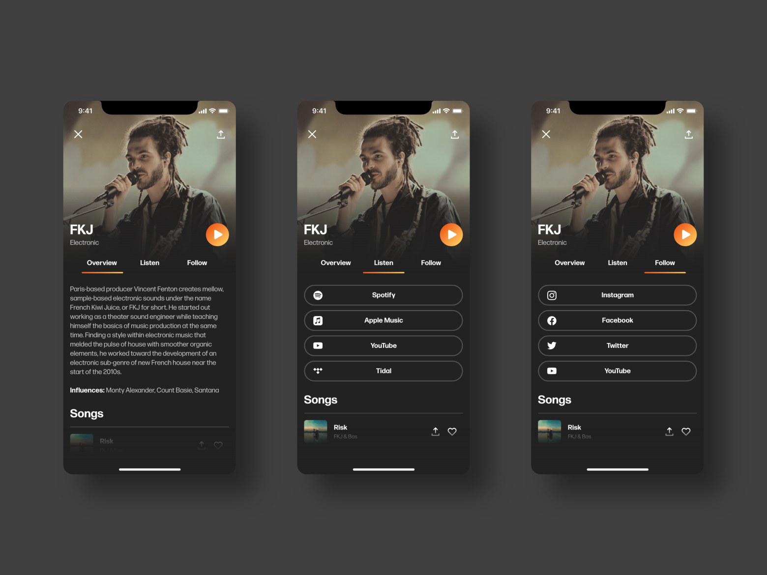 Showcase Daily App Design - Artist Page by Create4Culture on Dribbble