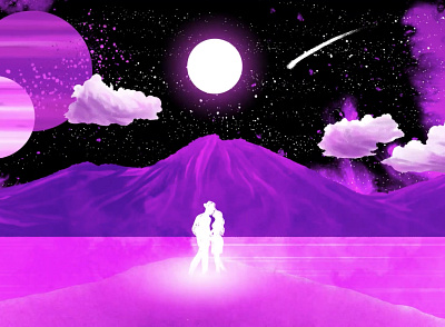 Scene from Alesso's Midnight Video art direction creative direction design graphic design illustration illustrations landscape landscape illustration music music art music video