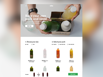 Build your own pack build cleanse cold pressed juice dose juicing layout mockup pack website