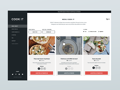Cook It - Product Page and Flow add to cart cart cook it cta design food mockup portions product page side navigation ui ux