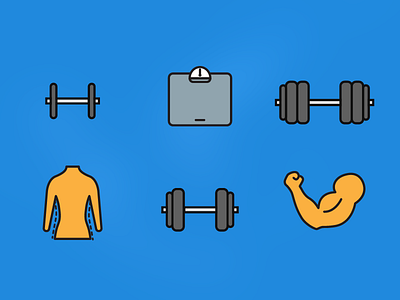 Fitness Icons exercise gain lose muscle power protein weights