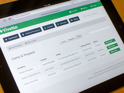 Vivetto Clients crm dashboard flat design flat ui vivetto web app web application