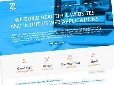 422 Studios New Homepage homepage ui ux web design web development website