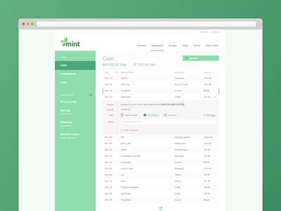 Mint Web Interface Refresh finances green interface mint