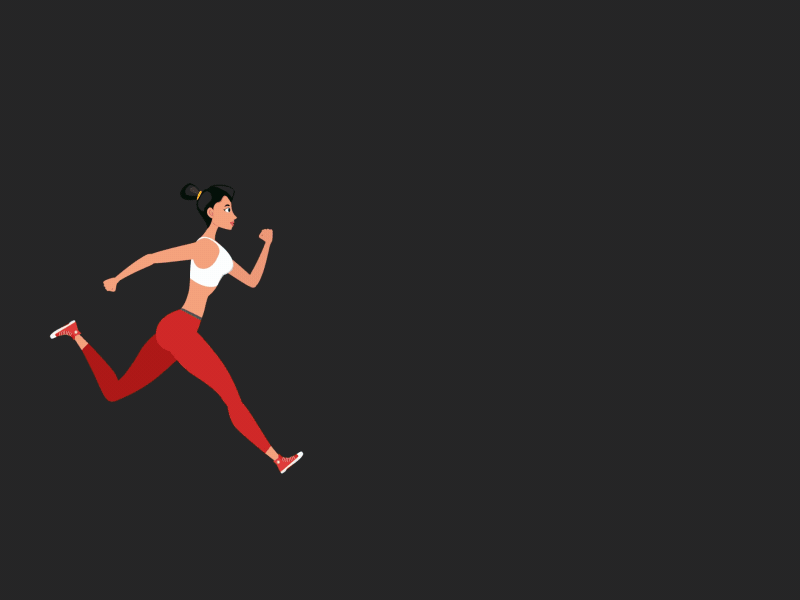 Girl running outdoors. Animated landing page animation field fitness girl character jogging landing page marathon nature outdoors run