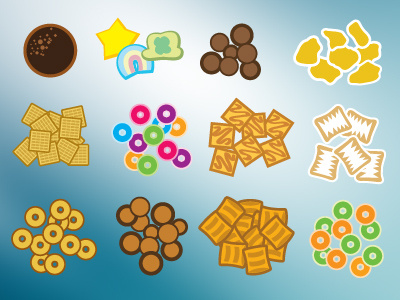 Cereal Brand Icons breakfast cereal food icons illustration vector