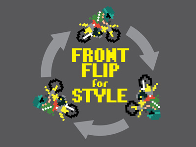 Front Flip for Style achievement hunter design fanart gaming humor illustration lets play pixel rooster teeth tshirt