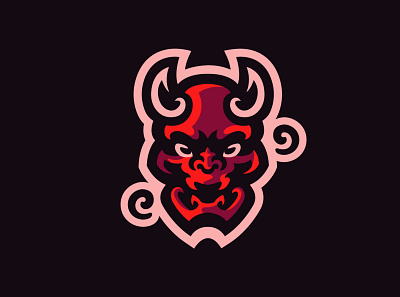 Oni demon branding cute demon demonic design esports illustration logo logotype mascot logo red red bull skull vector