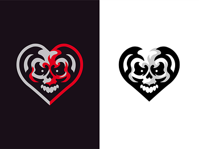 Heart skull mascot logo