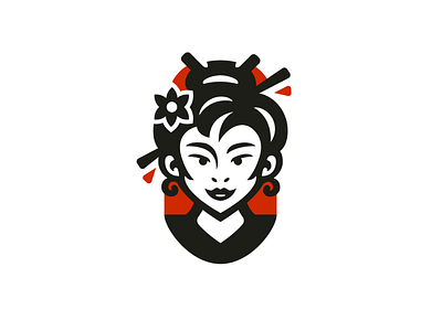 Japanese girl logo 1 branding character design dragon esports esports logo girl illustration japan logo logotype mascot logo red vector