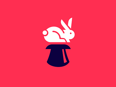 Magic Trick logo 2 bunny design esports icon illustration logotype mascot logo rabbit rainbow red responsive retro typography ui