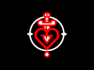 Dagger heart logo 2 animal branding dagger daggers design esports heart hell icon illustration logotype typography