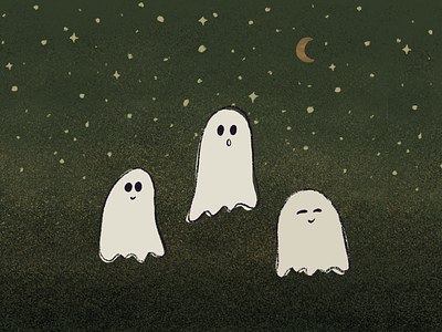 Green Ghosts design digital art digital illustration drawing ghost ghosts graphic design halloween hand drawn illustration procreate spooky