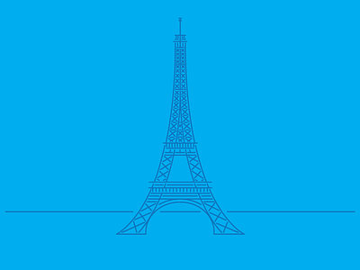 Allez allez allez! bleu blue building eiffel tower france french illustration line art