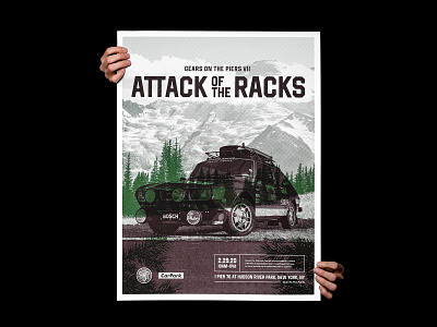 Gears on the Piers VII: Attack of the Racks automotive bosch car halftone illustration poster print rack screenprint vehicle
