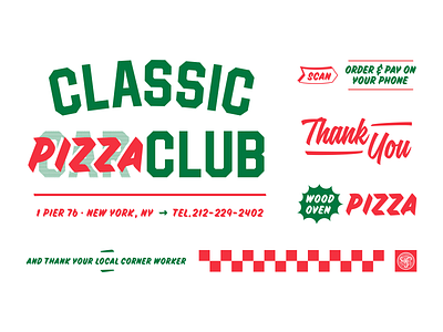 Classic Pizza Club Type automotive branding car checkerboard identity new york nyc pizza thank you typography