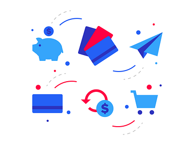 Virtual Incentives Illustrations branding cart credit card gift card illustration incentive payment piggy bank purchase rewards shopping
