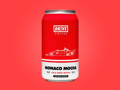 Drive Coffee Monaco Mocha automotive branding can car coffee cold brew drive illustration label mocha packaging vehicle