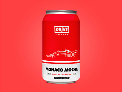 Drive Coffee Monaco Mocha automotive branding can car coffee cold brew drive illustration label mocha packaging vehicle