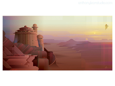 Dune Sea Anthony Leon Studio adobeillustrator castle game art gamebackground illustrator art landscape sunset vector