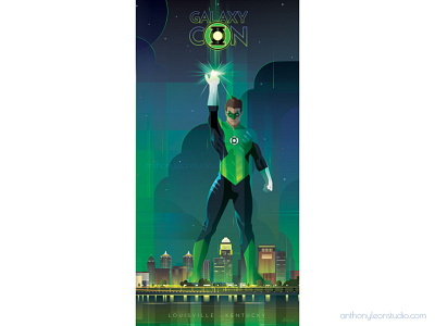 galaxycon anthony leon studio anthonyleonstudio city comiccon galaxycon greenlantern illustration illustrator art landscape posterdesign skyline