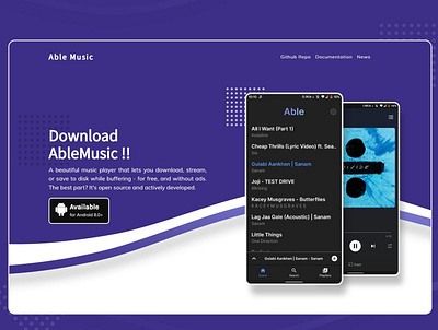 UI And Website Design For Music Player App Download android app ui html css music app ui music player app purple ui design daily web ui design website design