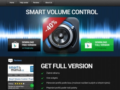 Smart Volume Control - product page android button design graphic icon landing layout product promo ui web website