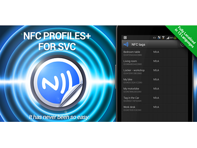 NFC Profiles for SVC - Feature Graphic android app application blue design graphic icon illustration mobile nfc phone profiles