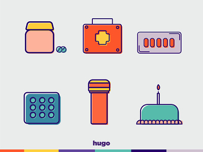 Icons HUGO APP part 2 colors design flat hugo icon illustration medicine vector