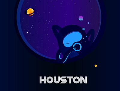 Houston art astronout hike one illustration illustration design moon space spaceman stars vector art