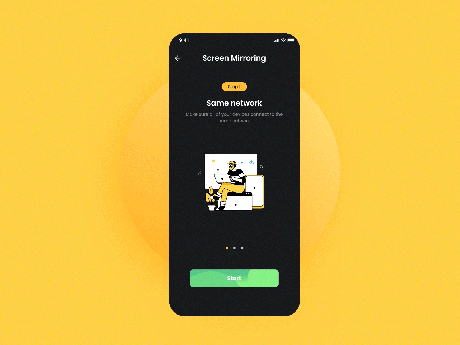 Tutorial Screen Mirroring - Animated UI animated icon animated ui animation dark mode darkmode ui motion graphics same wifi screenmirroring screenmirroring tutorial tutorial tutorial screen ui ui ux